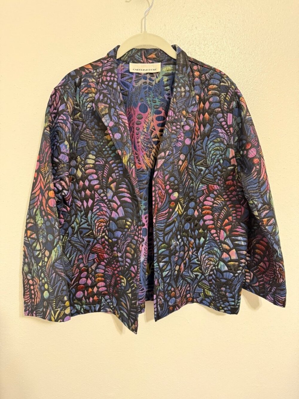 Caroline Rose Open Front Blazer Jacket Abstract Mosaic Multi Womans XL